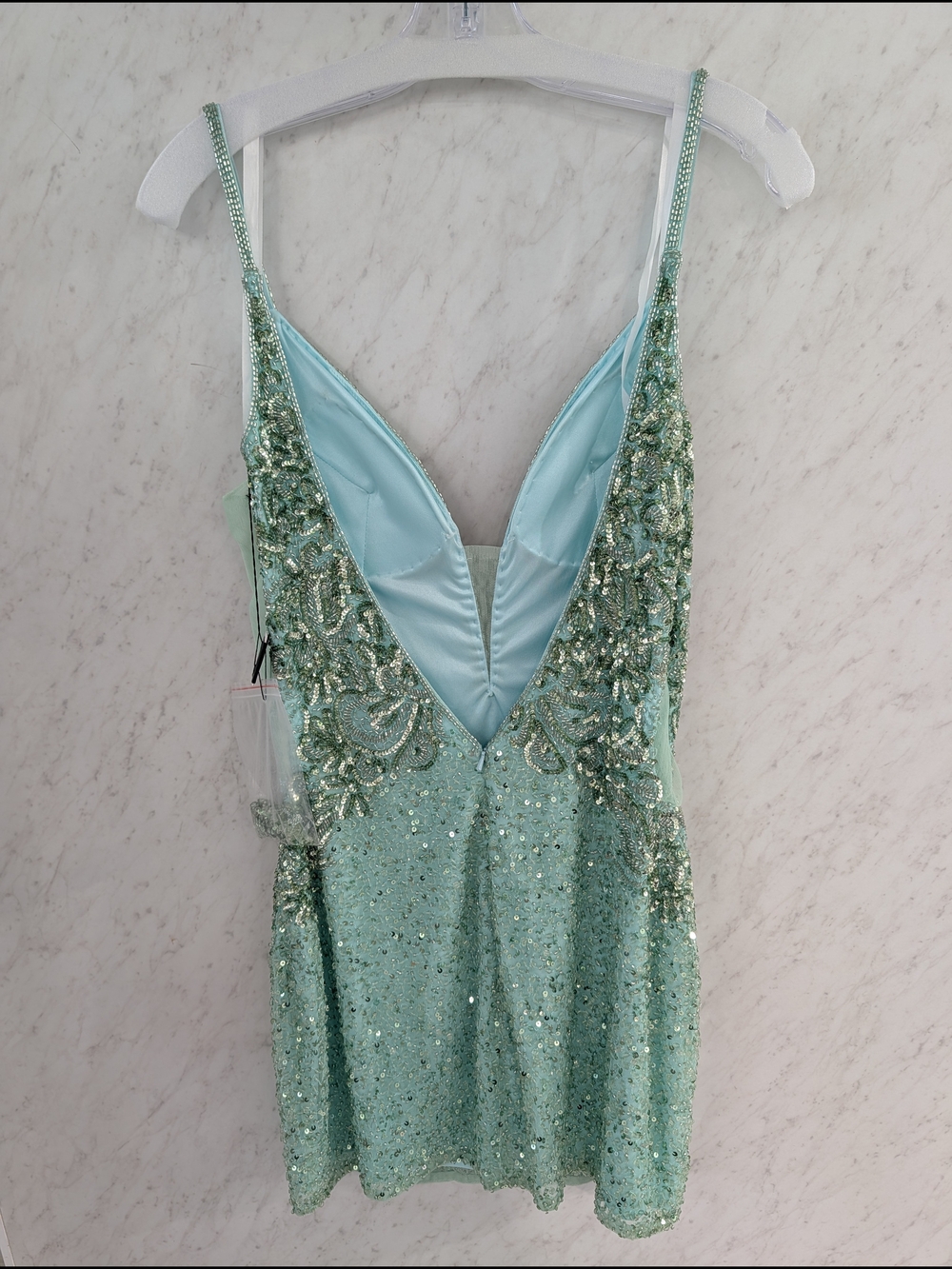 Primavera Couture Seafoam Sequin Mini Dress